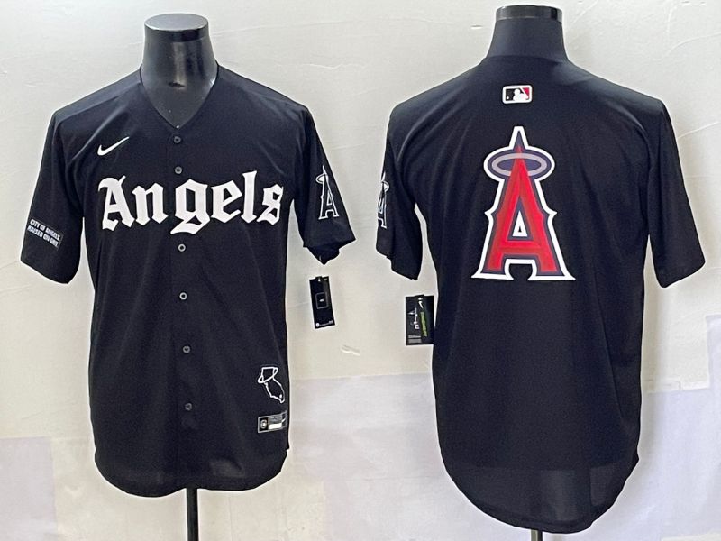 Men 2025 Los Angeles Angels Blank Black Five generations Joint Name Nike MLB Jersey style 19